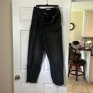 SO brand Super Highest Rise Baggy Wide Leg Jeans Light Black Wash Size 11 / 30W